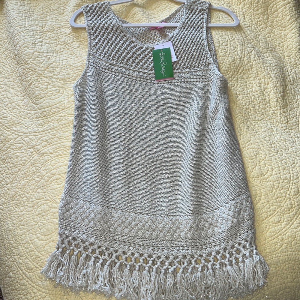 NWT! Gold metallic Lilly Pulitzer top woven with tassels. NEW!
